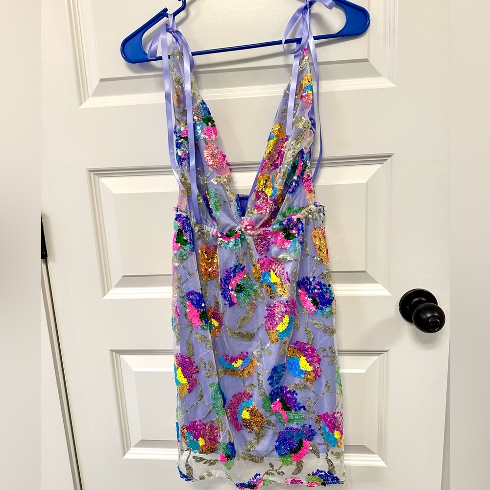 Adjustable Backless Sequin Sparkly Mini Dress Siz… - image 4